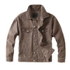 Autumn Winter Retro Denim Jacket Loose Work Jacket, Size: XL(Coffee)