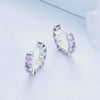 BSE749 Sterling Silver S925 White Gold Plated Purple Zirconia Earrings