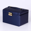 PU Leather Three-Layer Jewelry Box Necklace Storage Display Packaging Box With Handle( Dark Blue)