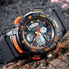 SANDA 775 Watch Male Electronic Watch Adult Middle School Students Youth Multi Functional Sports Water Proof Trend Double Watch(Orange)