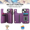 For iPhone 14 Double Flap Zipper RFID Leather Phone Case with Short Lanyard(Dark Purple)