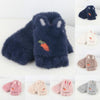 Children Half Finger Gloves Knitted Cold Warm Plus Velvet Fingerless Gloves(White)