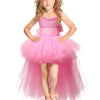 Pink Girls Lace Sling Dress Mesh Tutu Party Dress, KId Size:7-9 age120-140cm