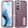 For Samsung Galaxy S22+ 5G 3 in 1 Rugged Holder Phone Case(Purple+Pink)