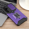 For Samsung Galaxy S24 FE 5G Camera Shield Card Slot PC Hybrid TPU Phone Case(Purple)