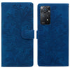 For Redmi Note 11 Pro 5G Lace Floral Embossed Magnetic Buckle PU Phone Case With Wrist Strap(Blue)