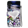For Samsung Galaxy A15 Crystal Texture Colored Drawing Leather Phone Case(Heart Shaped)