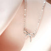 925 Sterling Silver Bowknot Necklace Women All-Match Simple Jewelry(Silver)