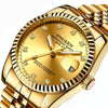 FNGEEN 7008 Men Fashion Diamond Dial Watch Couple Watch(Brown Leather Full Gold White Surface)