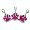 10 Hot Pink Enamel Paw Print Charms - Jewellery Making
