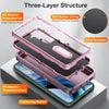 For Samsung Galaxy S22+ 5G 3 in 1 Rugged Holder Phone Case(Purple+Pink)