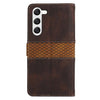 For Samsung Galaxy S23+ 5G Grid Stitching Leather Phone Case with Lanyard(Brown)