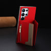 For Samsung Galaxy S21 Ultra 5G Zipper Horizontal Magnetic Card Bag RFID MagSafe Phone Case(Red)