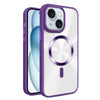 For iPhone 15 Plus Glaring CD Texture MagSafe Phone Case(Deep Purple)