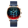 BINBOND B0135 Men Ultra-thin Three-eye Six-pin Multi-function Symphony Sports Watch(Blue Mash Rose Shell Blue Surface)