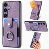 For Samsung Galaxy S25 Ultra 5G Retro Skin-feel Ring Card Wallet Phone Case(Purple)