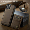 For iPhone 14 AutSpace A12 MagSafe Magnetic RFID Card Bag Phone Case(Coffee)
