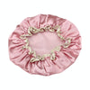 Lovely Thick Women Satin Colorful Double Waterproof Hair Cover Bathing Cap(Pink)