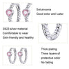 SCE1081 White Plated Pink Love Earrings Hemp Rope Texture S925 Rings