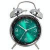 4.5 Inch Electroplated Metal Ring Bell Alarm Clock Quartz Clock With Night Light ?, Style: Green