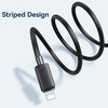 USAMS US-SJ699 USB to 8 Pin 2.4A Striped Fast Charge Data Cable, Length:3m(White)
