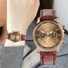 Three-eye Six-needle Imitation Belt Quartz Watch for Women / Men(Brown)