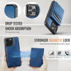 For iPhone 15 Pro Max AutSpace A12 MagSafe Magnetic RFID Card Bag Phone Case(Blue)