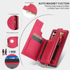 For Samsung Galaxy S23 Ultra 5G Double Flap Zipper RFID Leather Phone Case with Short Lanyard(Red)