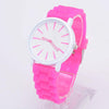 Simple Style Round Dial Jelly Silicone Strap Quartz Watch(Rose Red)