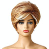 WIG-181 Ladies Short Curly Hair High Temperature Silk Wig Chemical Fiber Headgear(Brown+Gold Yellow)