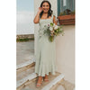 Women Elegant Slit Dress Commuting Sleeveless Knot Suspender Dress, Size: S(Light Green)