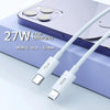 ROCK Simple Series 1m 27W USB-C / Type-C to 8 Pin Fast Charging Data Cable(White)