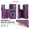 For Samsung Galaxy A52 5G Double Flap Zipper RFID Leather Phone Case with Short Lanyard(Dark Purple)