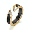 Women Fashion Zircon Metal Wedding Open Rings Size:7(Black and Gold)