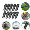 Windproof Canopy Fixed Tent Clip Rope Buckle Set 10 Clips+10 White Ropes+10 Black Buckles