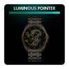 SKMEI 9193 Men Golden Dragon Pattern Calendar Dial Luminous Quartz Watch(Gold Black)