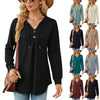 Autumn Winter V-Neck Loose Long Sleeve Hooded Sweatshirt Women Outerwear, Size: XL(Burgundy)