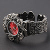 Retro Embossed Flower Bracelet Quartz Watch for Women(Black)