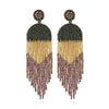 Ethnic Earrings Handmade Beaded Bohemian Tassel Earrings, Colour: Green E68671