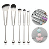 5-in-1  Metal Handle DIY Beaded Makeup Brush Set Blush Loose Powder Slanted Eye Shadow Brush, Color: Silver