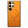 For Samsung Galaxy S25 Ultra 5G Solid Color Retro Magsafe PU Back Cover Phone Case(Yellow)