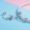 S925 Sterling Silver Beautiful Flowers DIY Bracelet Accessories, Color:Silver