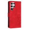 For Samsung Galaxy S23 Ultra 5G Tulips Embossed Leather Phone Case with Lanyard(Red)