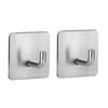 2pcs Stainless Steel Hooks Kitchen Bathroom Storage Behind Door Hooks With Adhesive, Style: Square Silver