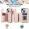 For iPhone 13 mini Double Flap Zipper RFID Leather Phone Case with Short Lanyard(Rose Gold)
