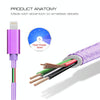 3m 3A Woven Style Metal Head 8 Pin to USB Data / Charger Cable(Purple)