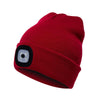 Unisex Warm Winter Polyacrylonitrile Knit Hat Adult Head Cap with 4 LED Lights, Button Battery (Red)
