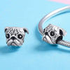 S925 Sterling Silver Cute Pug Diamond Beads DIY Bracelet Accessory