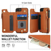 For iPhone SE 2022 / 2020 / 8 Double Flap Zipper RFID Leather Phone Case with Short Lanyard(Brown)