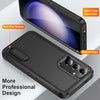 For Samsung Galaxy S24+ / S25+ 5G Rugged PC Hybrid Silicone Phone Case with Holder(Black)